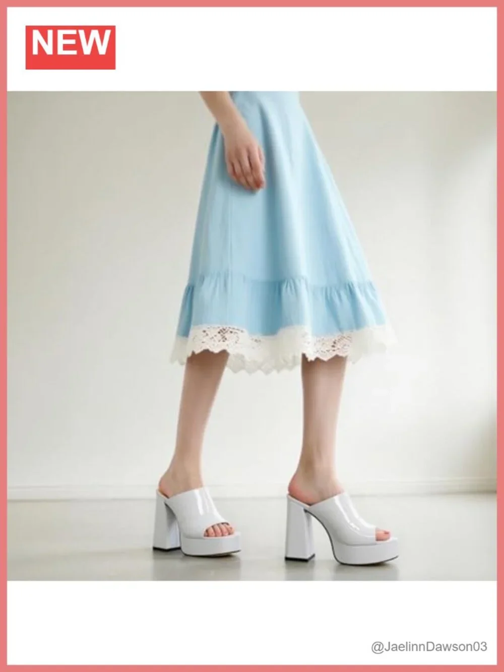 Women's Square Open Toe Platform Chunky Heel Slide Sandals w/ 4.7